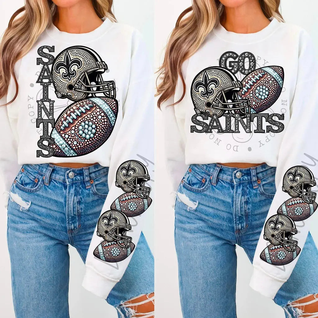Saints Rhinestone Football - Branded By Barta