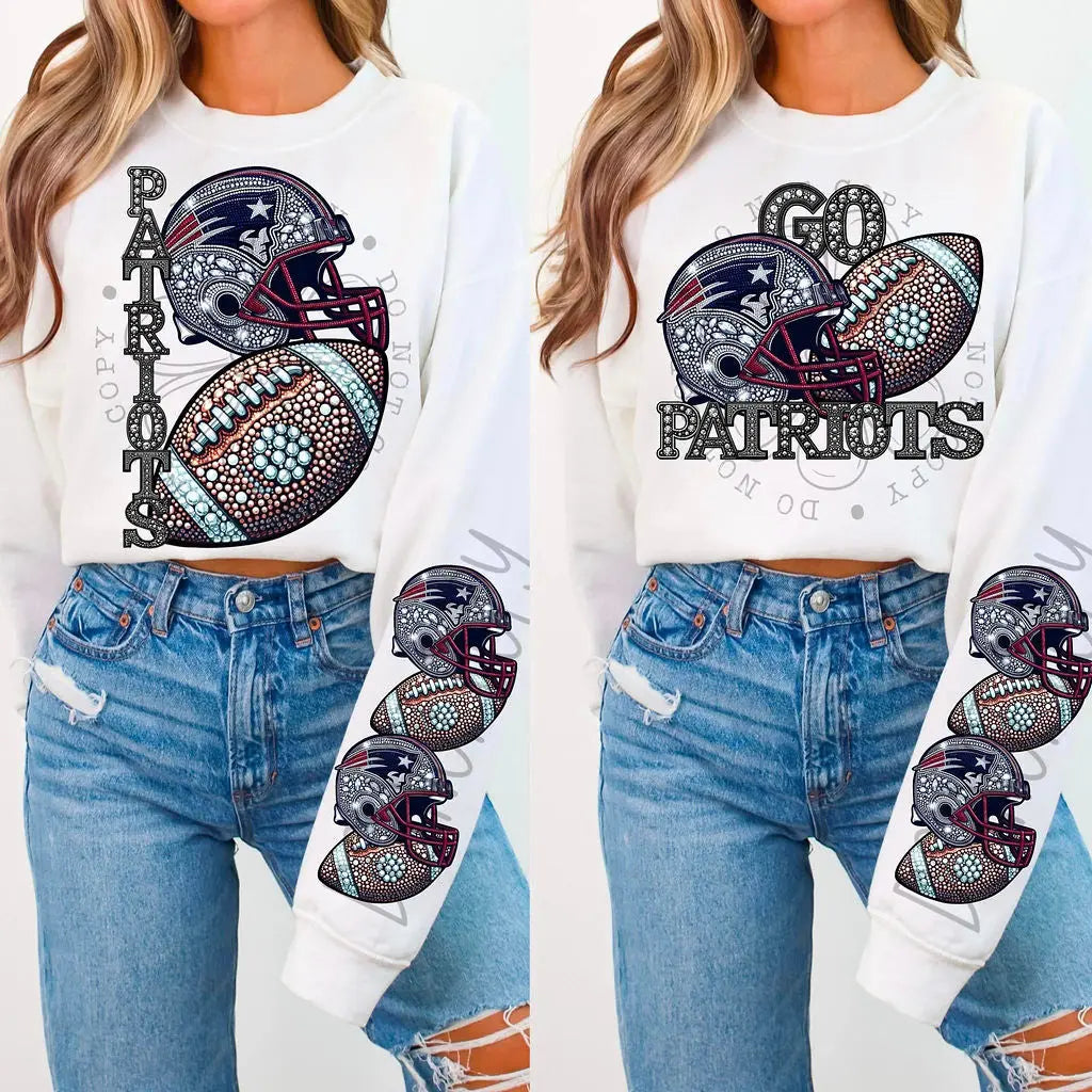 Patriots Rhinestone Football - Branded By Barta