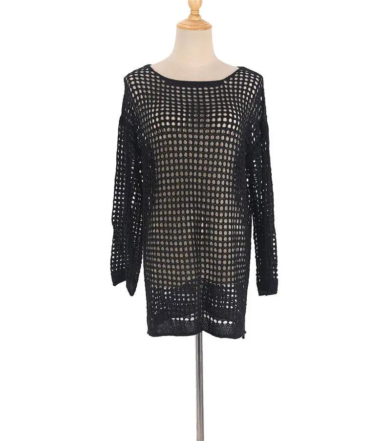 Open knit beach riot bikini coverup top HIDDENBRAND