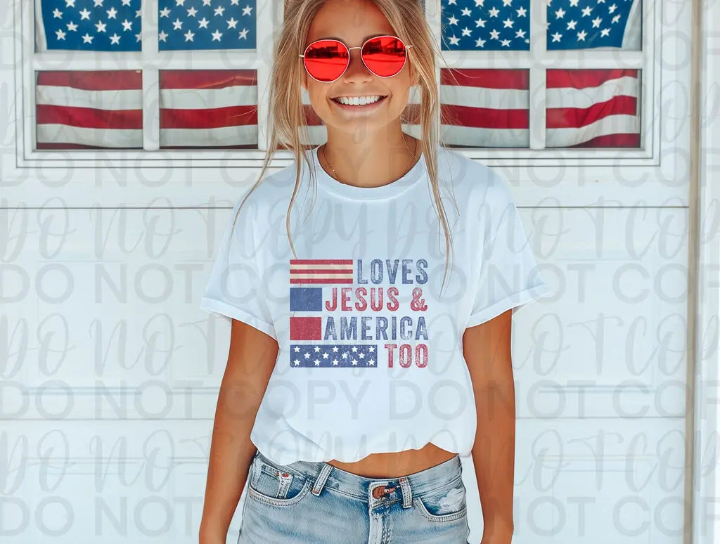 Loves Jesus and America too - Branded By Barta