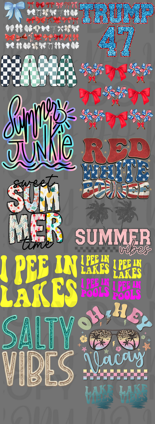 Random Pre Made Gang Sheet (Summer, RWB, Lake, Beach)