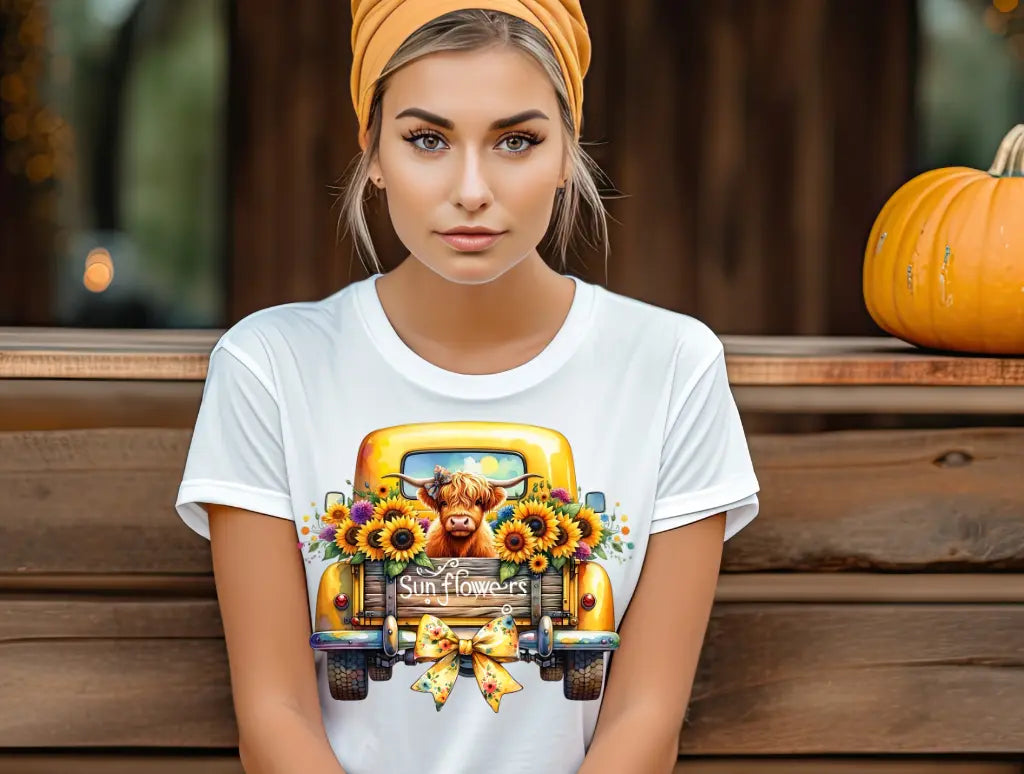 Sunflower Highland Cow brandedbybarta