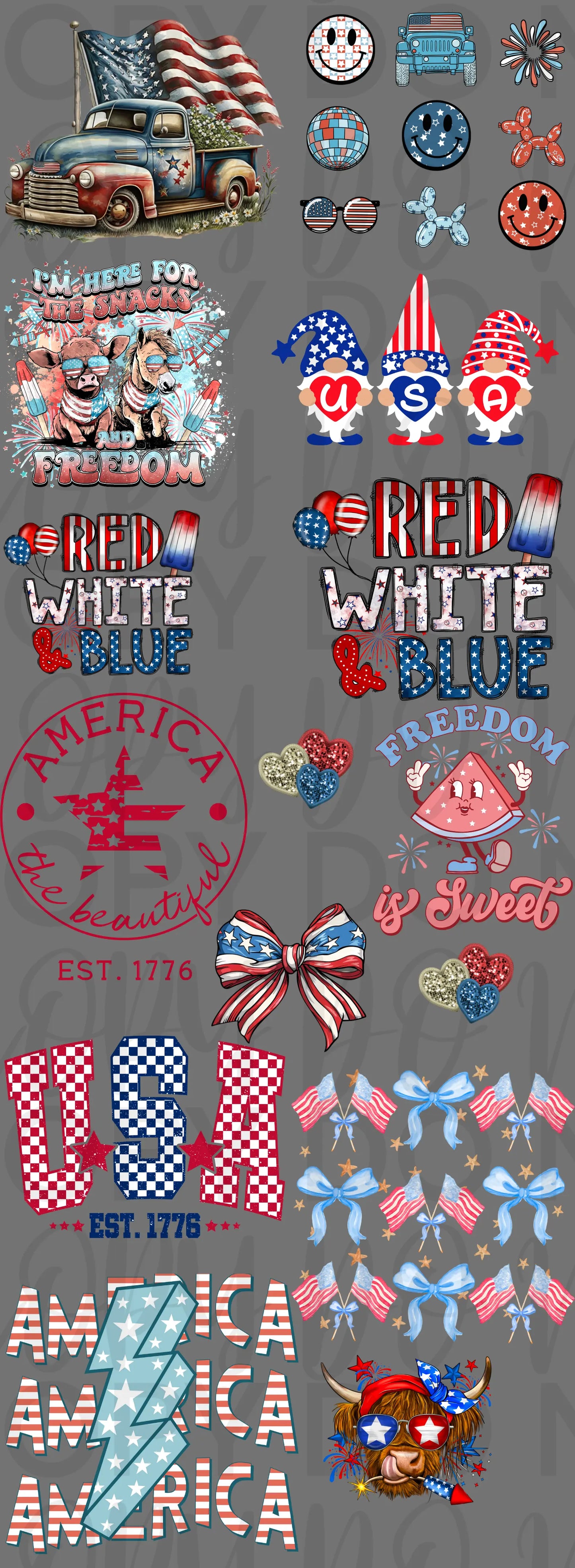 4th Of July Pre Made Gang Sheet - Branded By Barta
