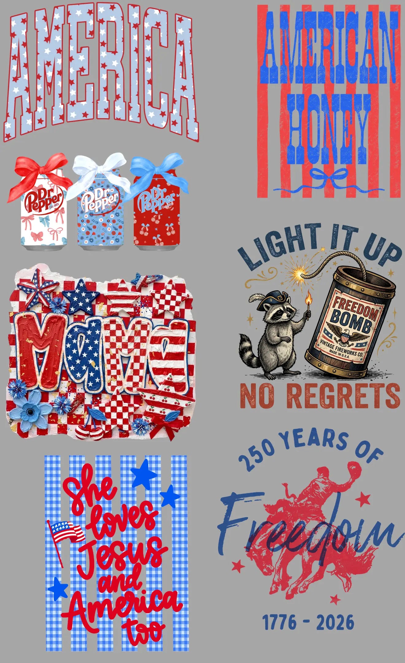 Red White & Blue Gang Sheet Mini Branded By Barta