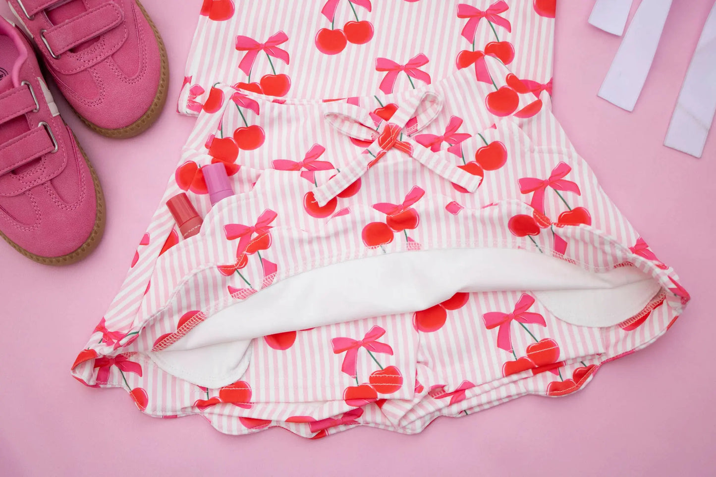 Scalloped Skirt Set- Cherry Pop Wild Luxe