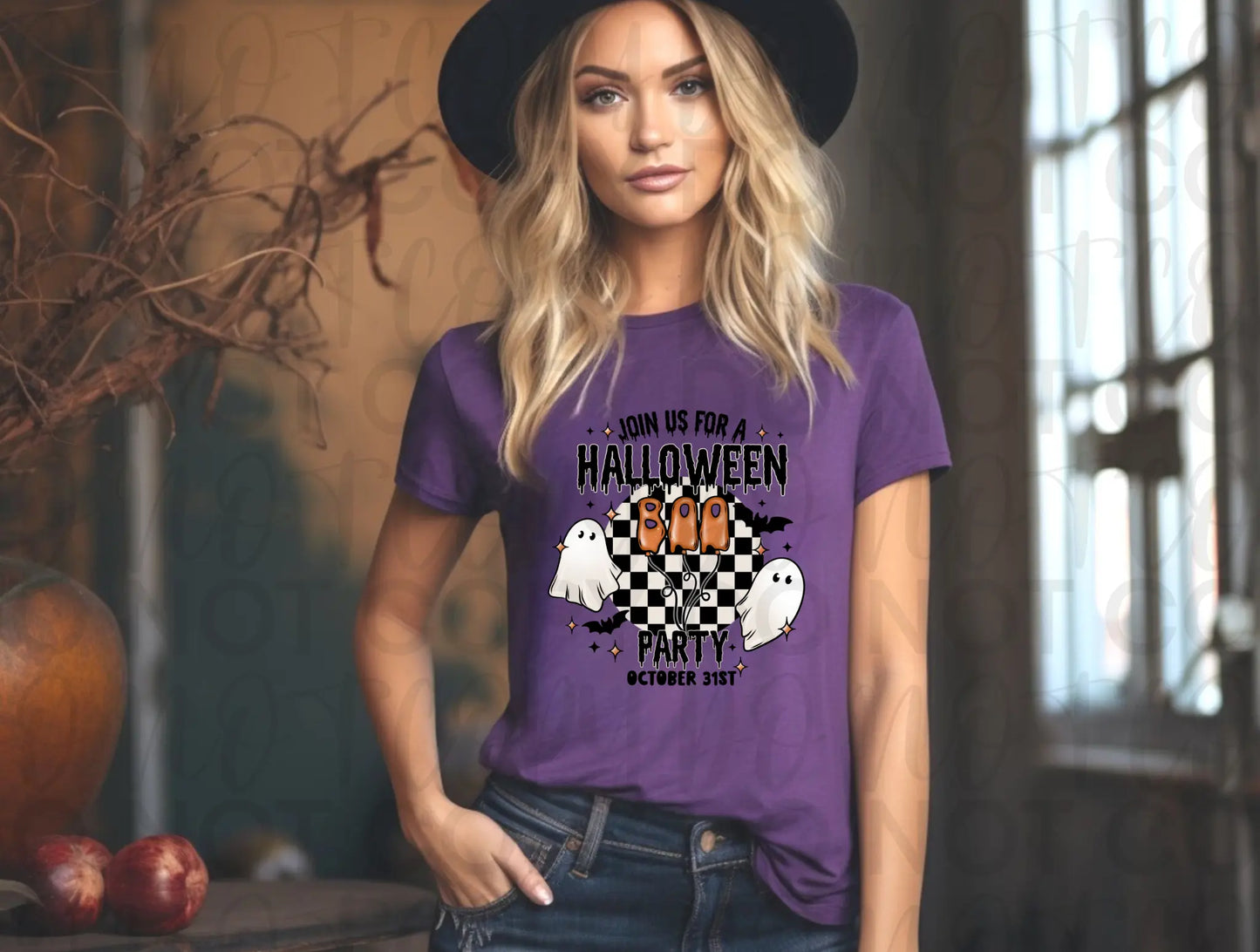 Halloween Party Boo Checkered - Branded By Barta