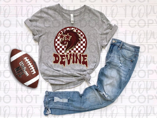 Devine Preppy Start Mascot Checkered Tee - Branded By Barta