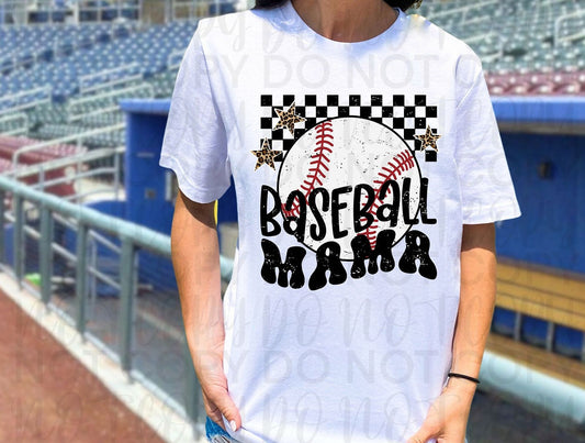 Baseball Mama Checkered Retro