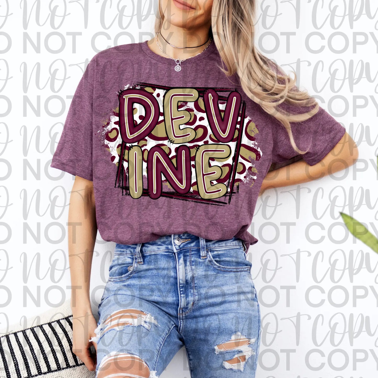 Devine Maroon & Gold Leopard Tee - Branded By Barta