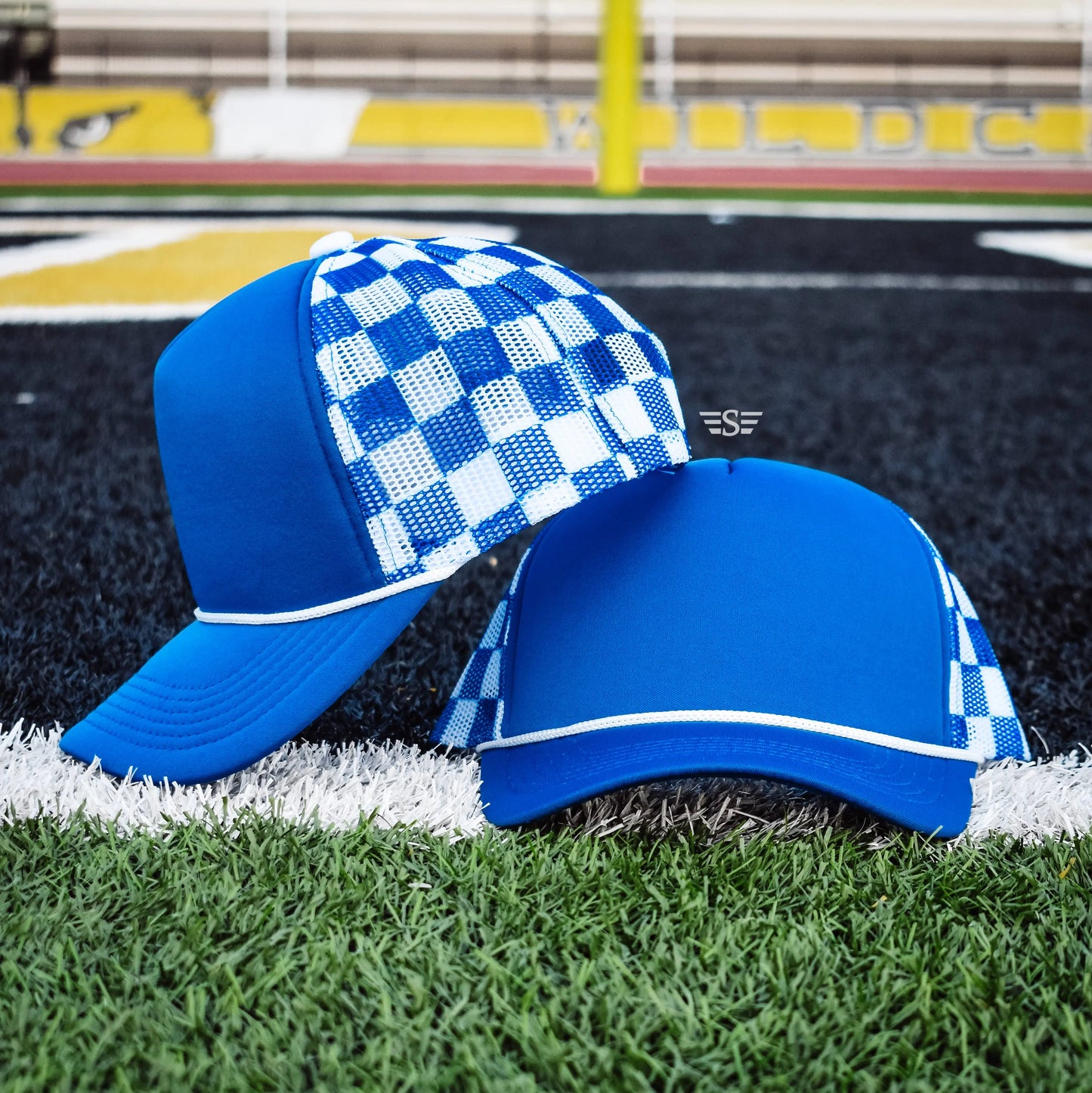 Checkered Mesh Back Foam Trucker Cap Flying S Company