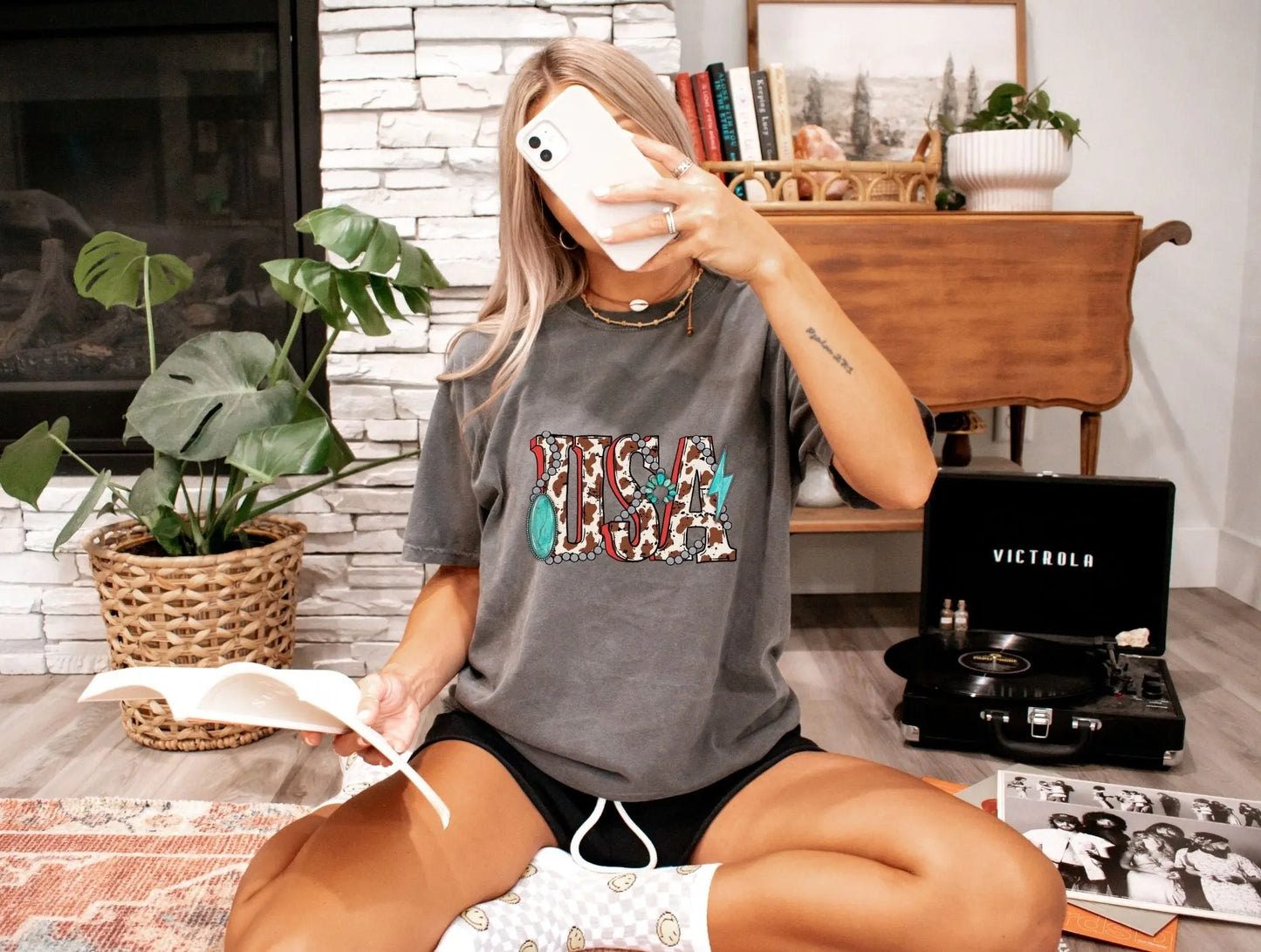 USA cow print and turquoise brandedbybarta