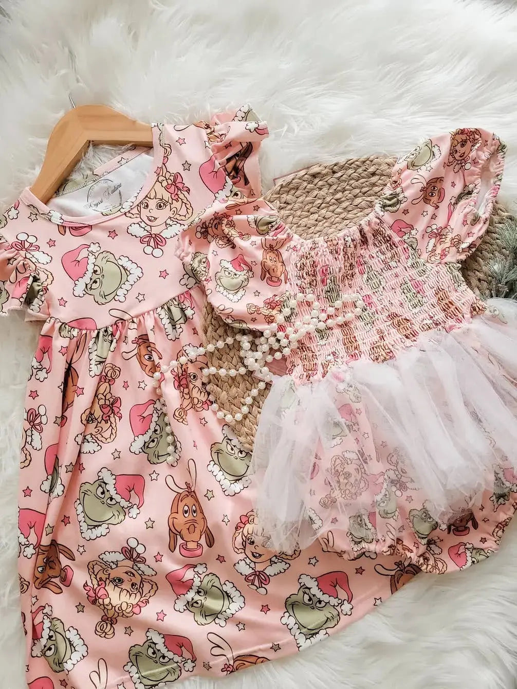 Christmas Girl Fun Character Dress - Pink Grinch Cindy Lou Rufflеѕ & Bоwtіеѕ - Affordable Boys & Girls Clothing