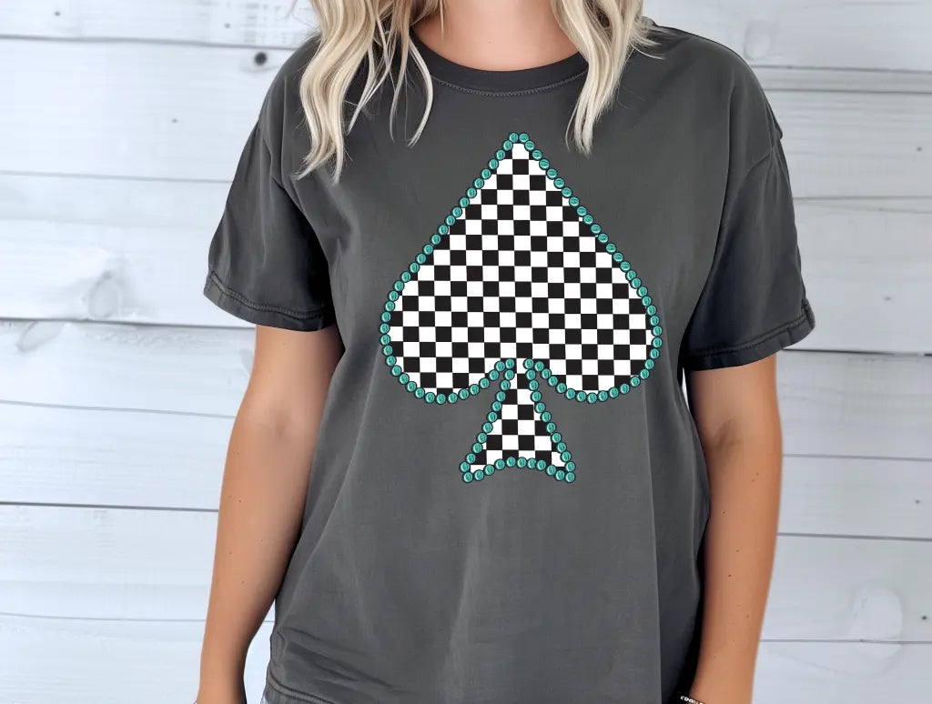 Turquoise Checkered Spade - Branded By Barta