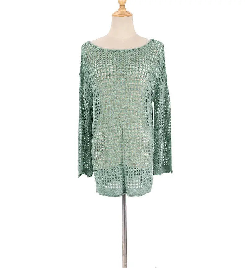 Open knit beach riot bikini coverup top HIDDENBRAND