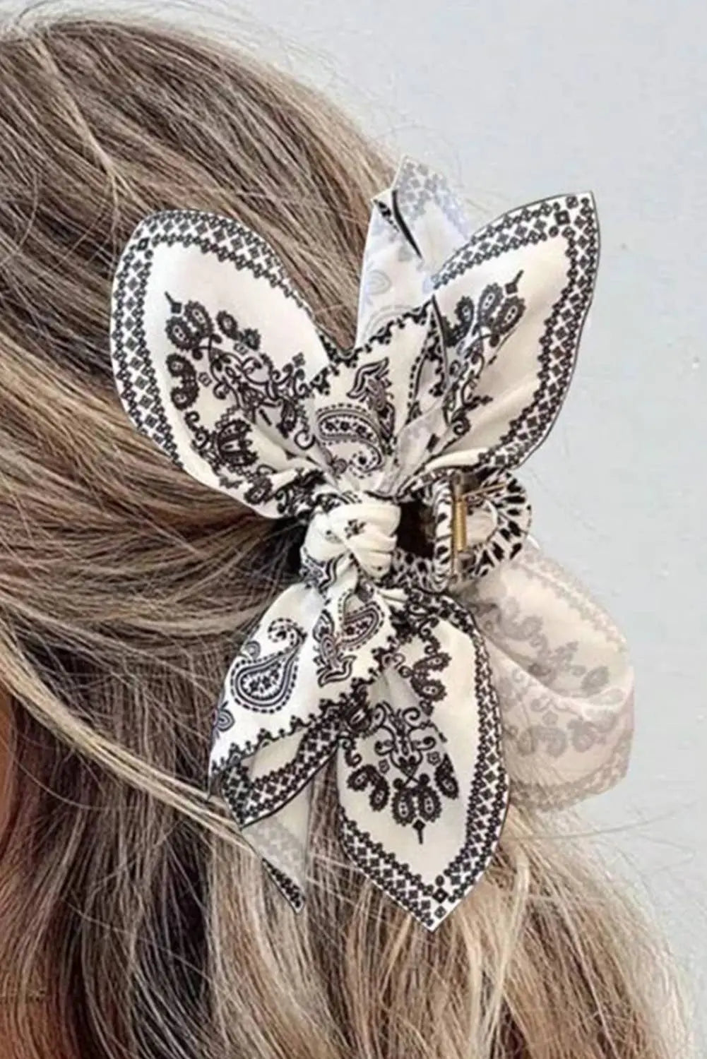Paisley Floral Print Bow Knot Hair Clip - Branded By Barta