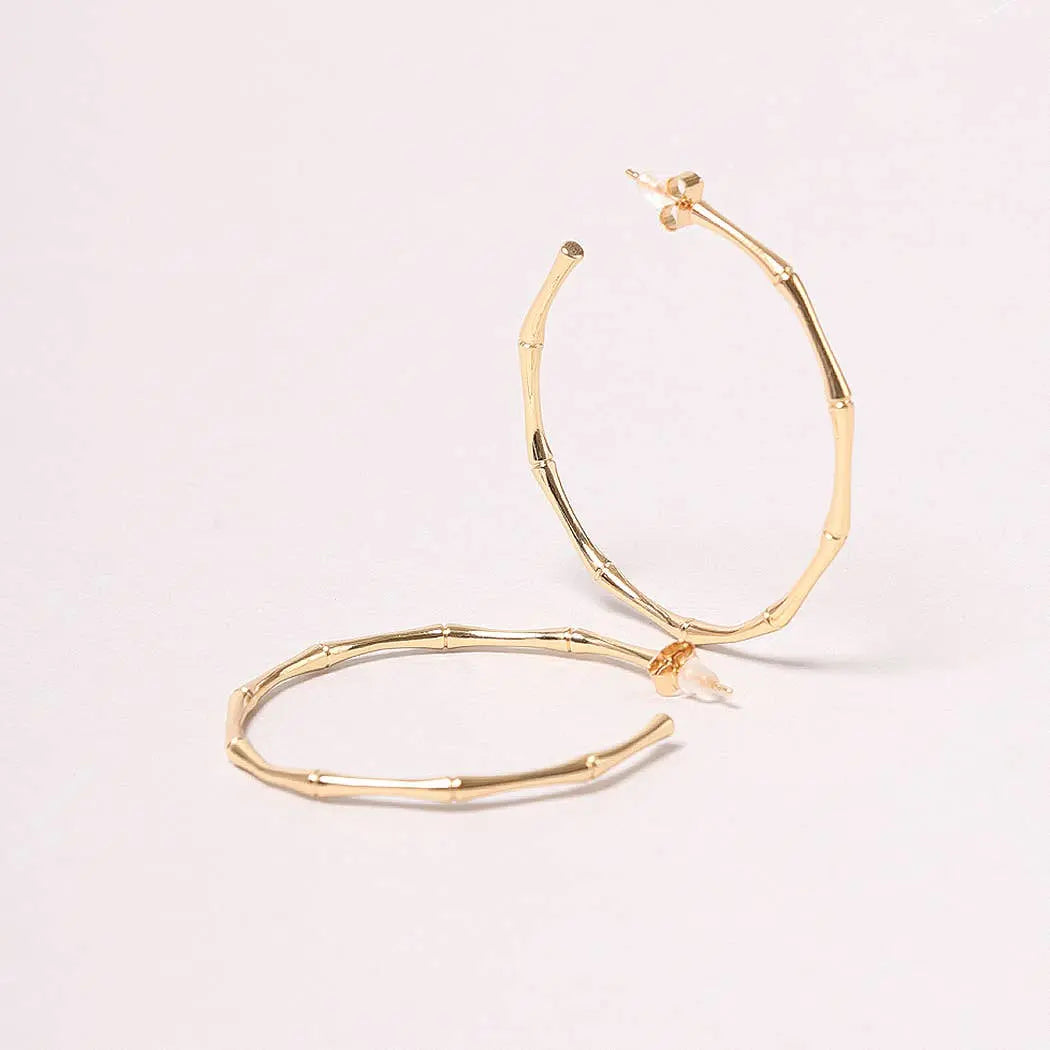 14K Gold-Dipped Textured Hoop Post Earring - Branded By Barta