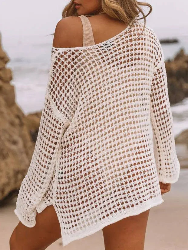 Open knit beach riot bikini coverup top HIDDENBRAND