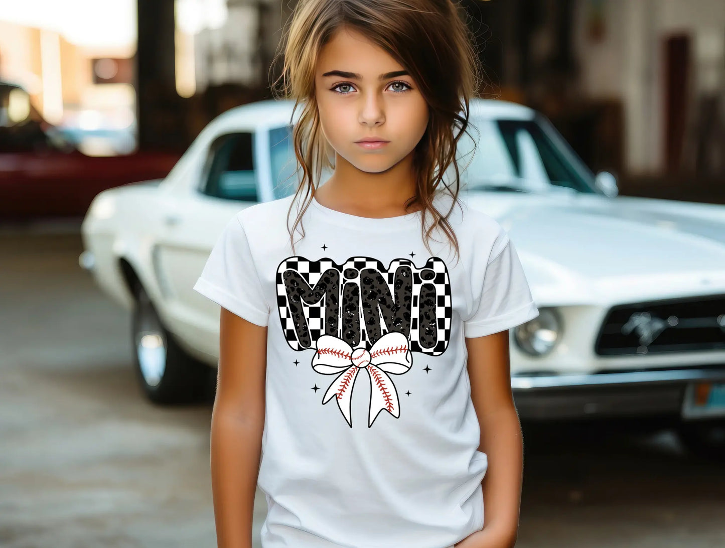 Mini Checkered Baseball Bow - Branded By Barta