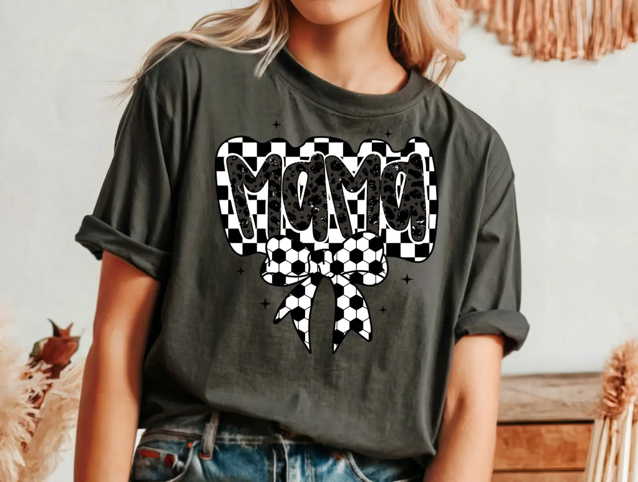 Checkered Soccer Mama Bow - Branded By Barta