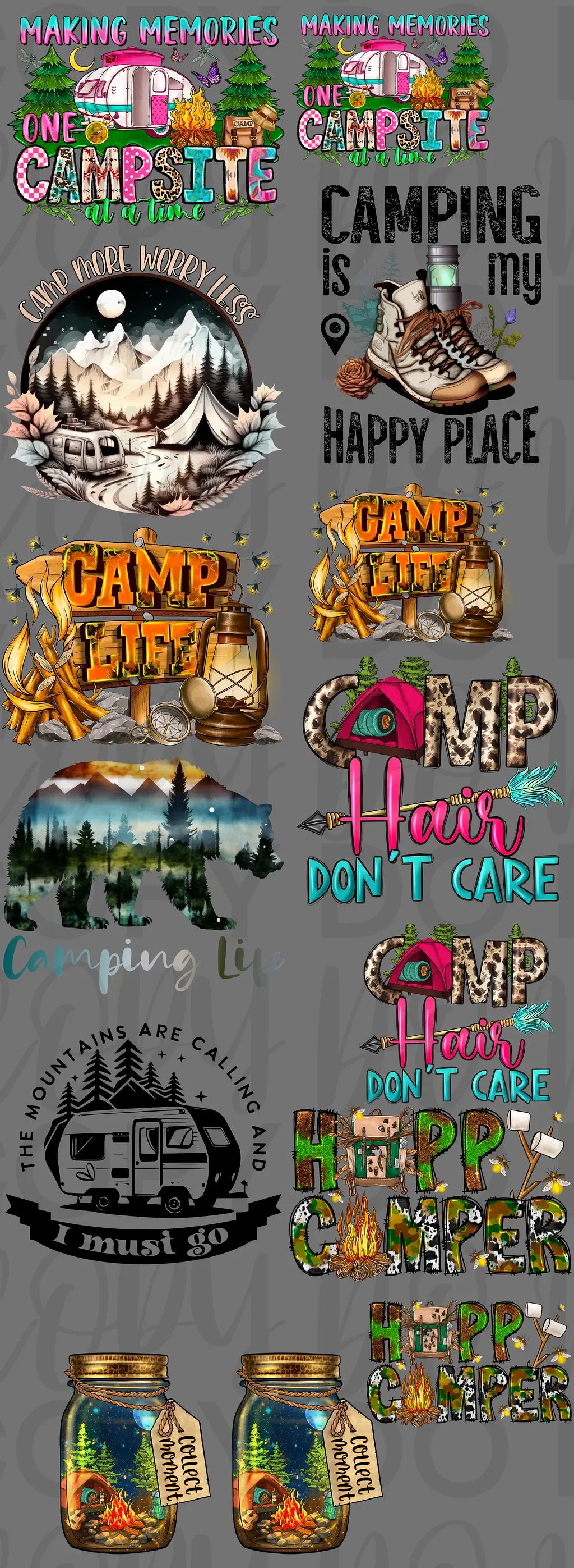 Camping 3 Pre Made Gang Sheet - Branded By Barta