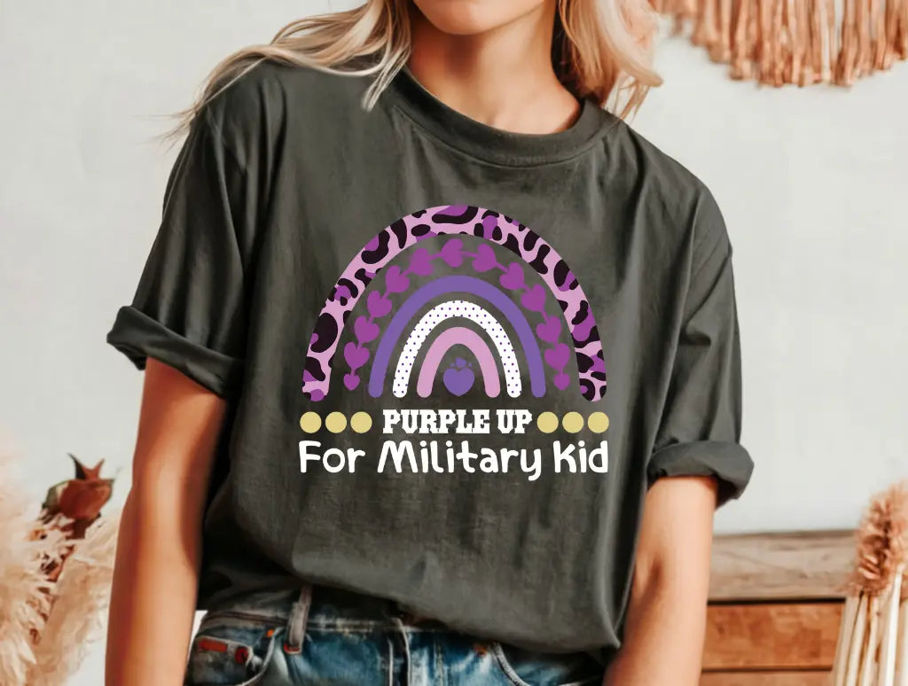 Purple Up For Military Kid Rainbow