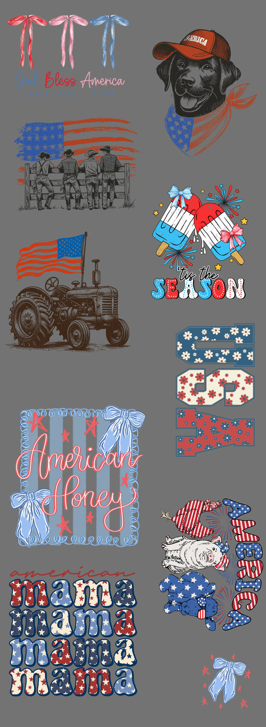 Red white Blue Pre Made Gang Sheet brandedbybarta