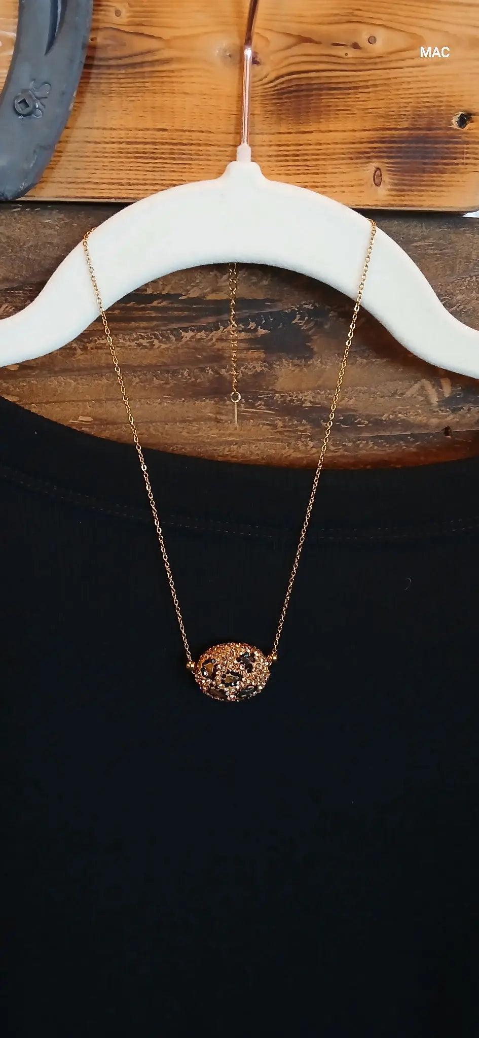 Leopard Pendant Necklace Stone Branded By Barta