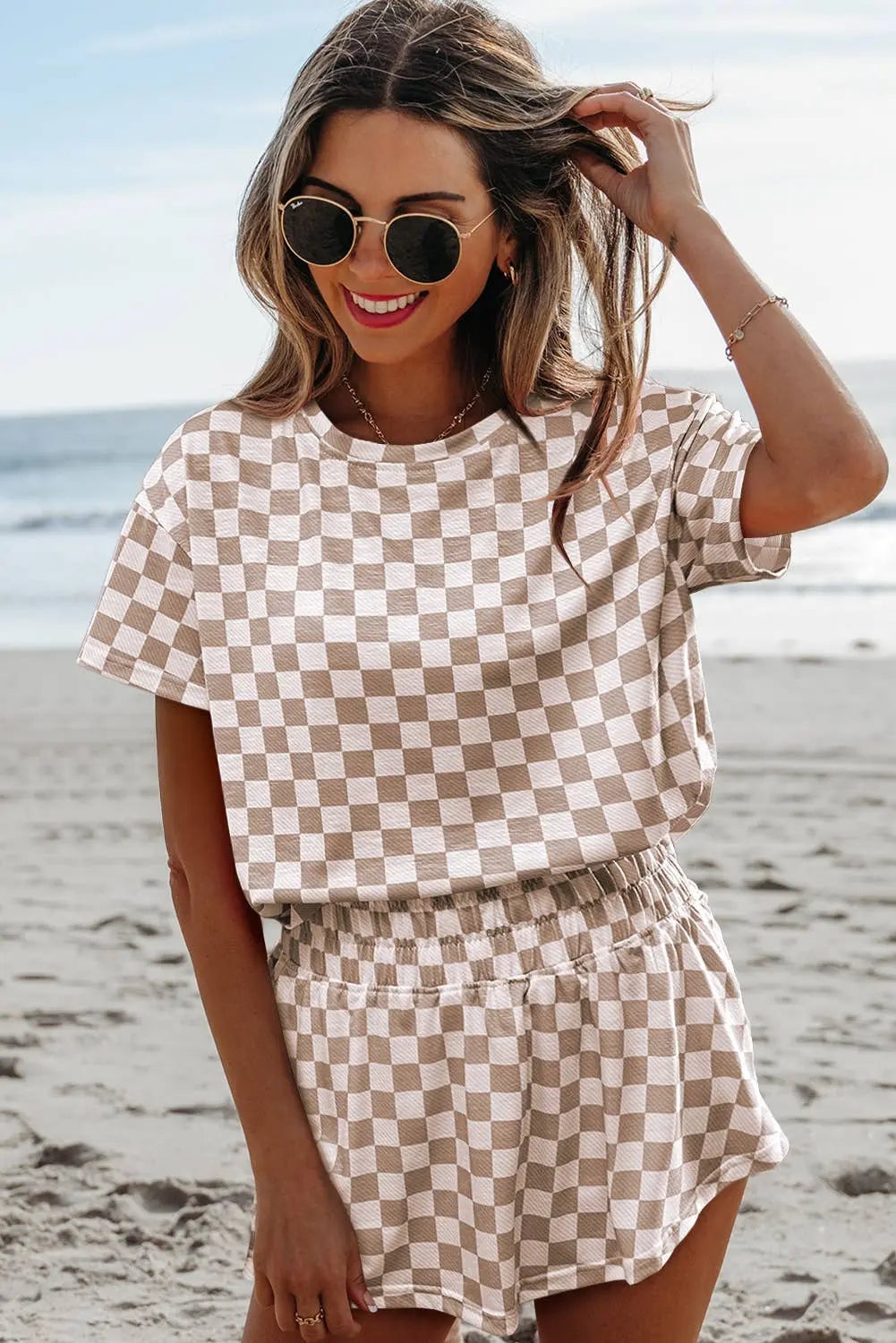 Checkerboard Top & High Waist Skorts 2 Piece Set | S-XL Aapparella