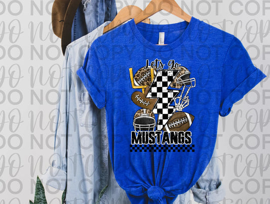 Let's Go Mustangs Checkered LB Tee - Branded By Barta