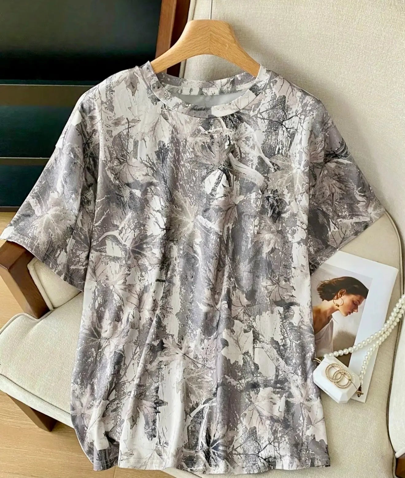 Camo Print Round Neck Causal Short Sleeve Branded By Barta