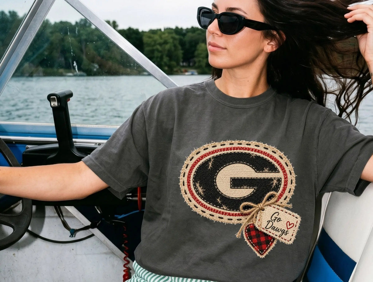 Georgia Bulldogs Faux Patch Game Day Graphic brandedbybarta