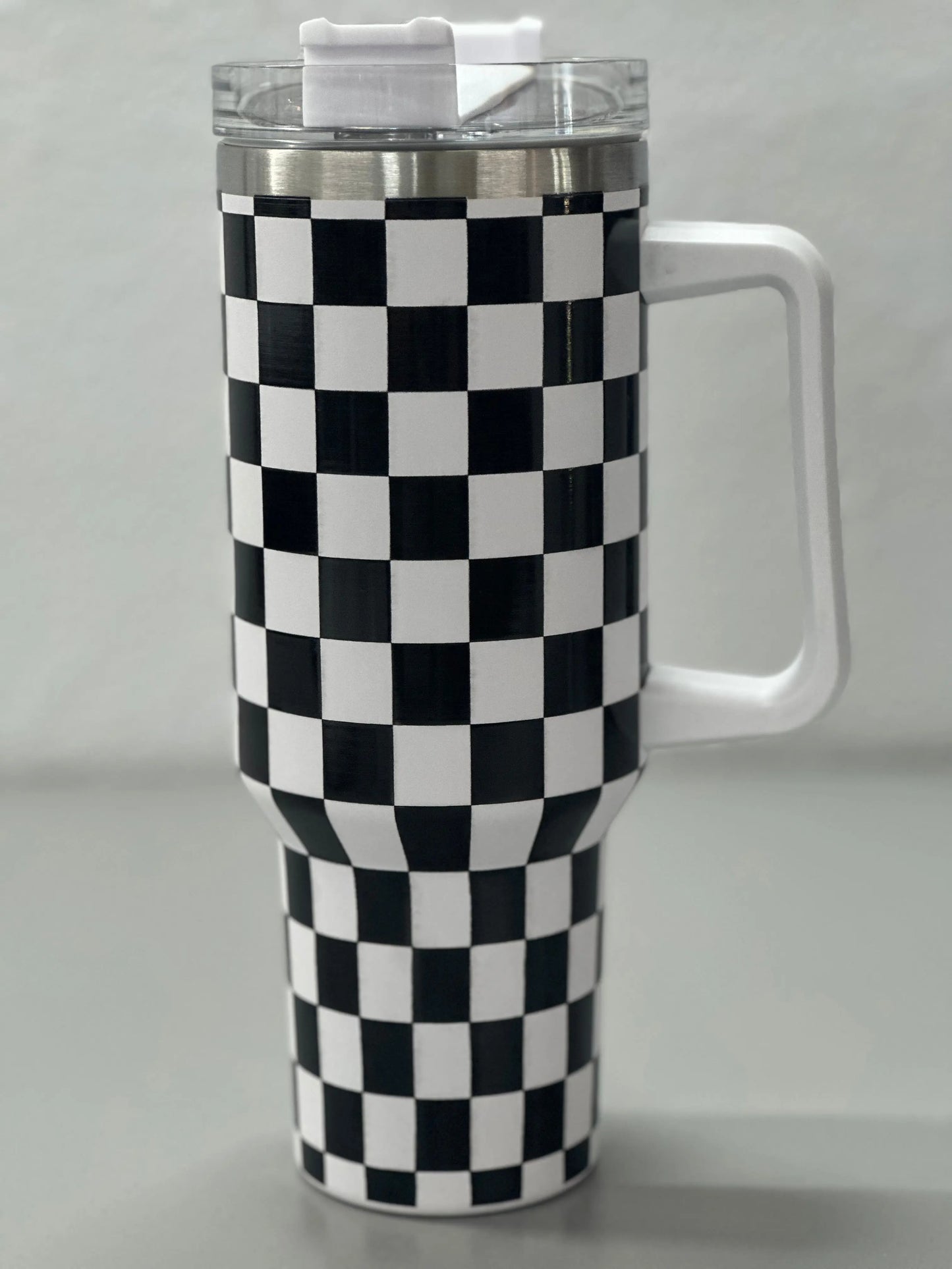 40 ounce travel checkered tumbler - Branded By Barta