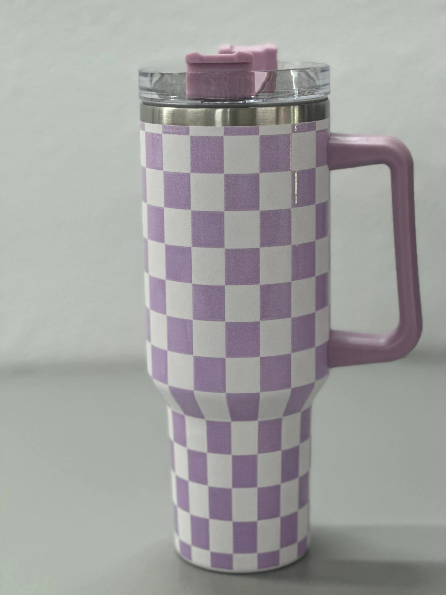 40 ounce travel checkered tumbler - Branded By Barta