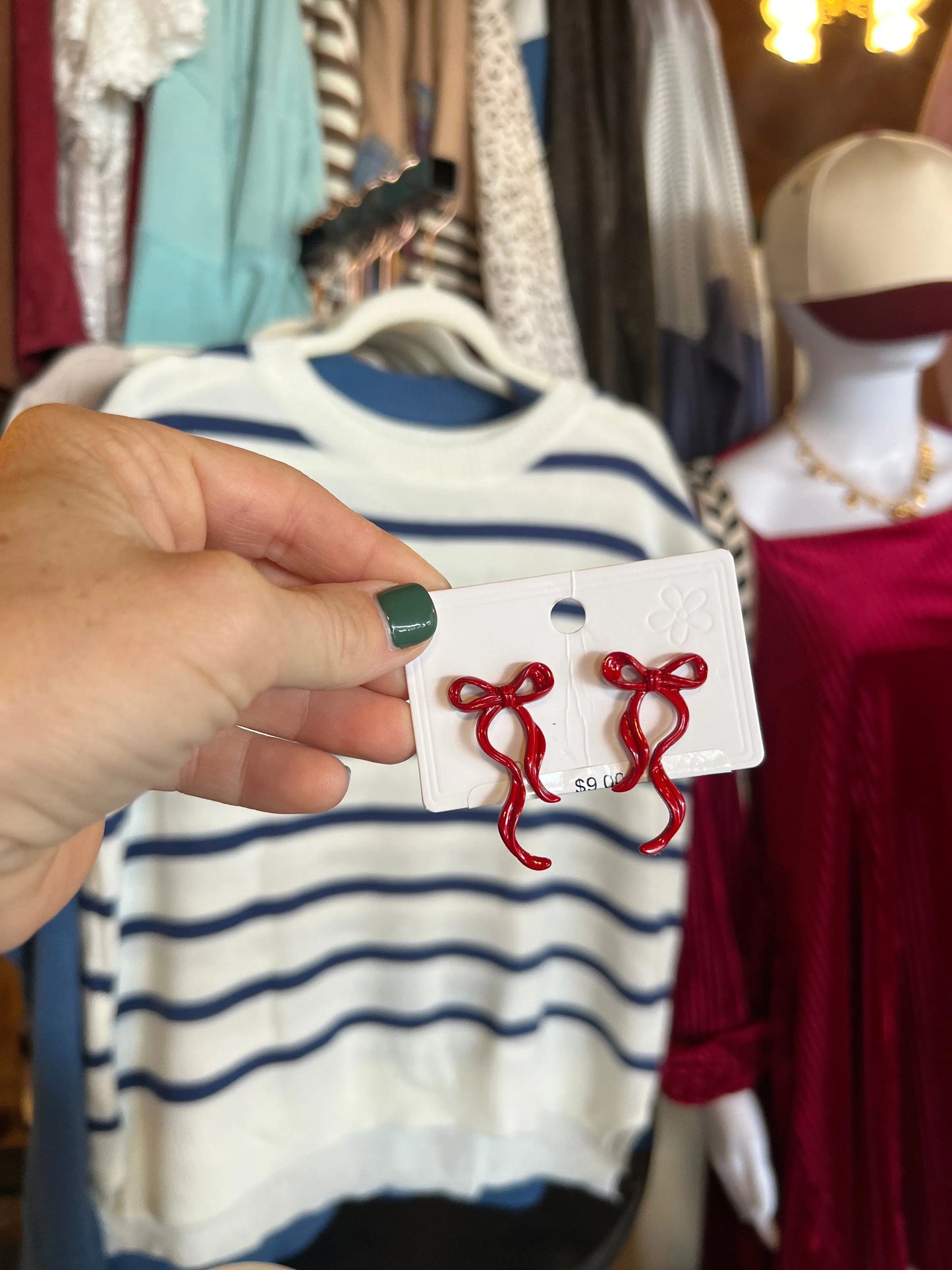 Red Bow Earrings Branded By Barta