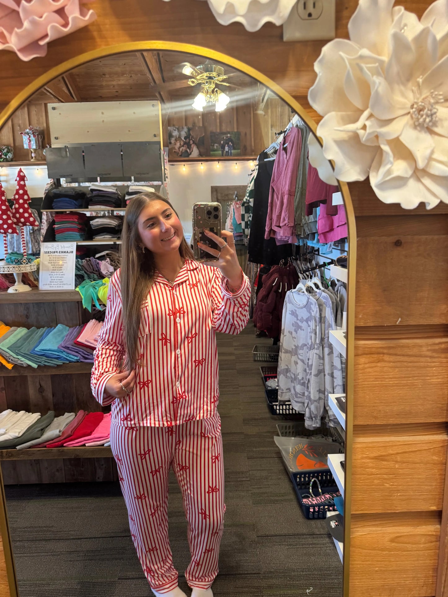 Stripe Bow Women's Pj Set Branded By Barta