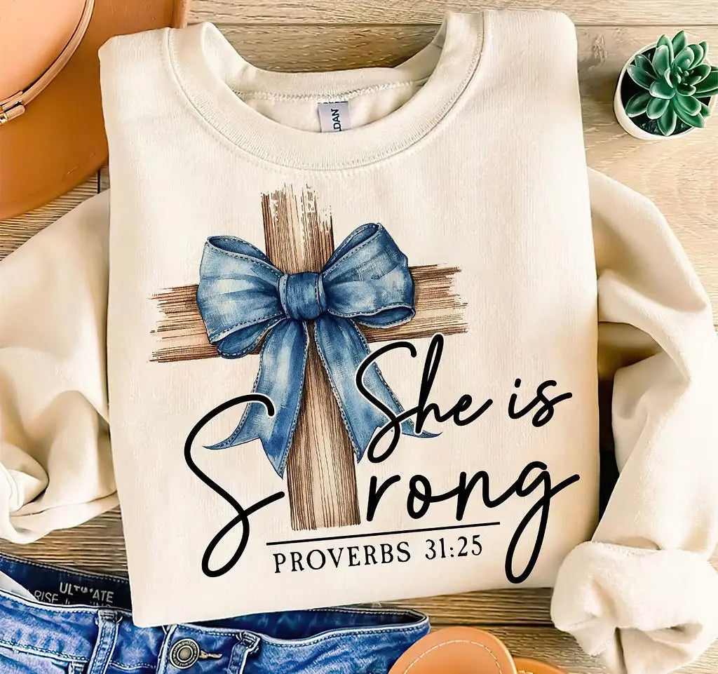 She Is Strong Cross & Bow - Branded By Barta