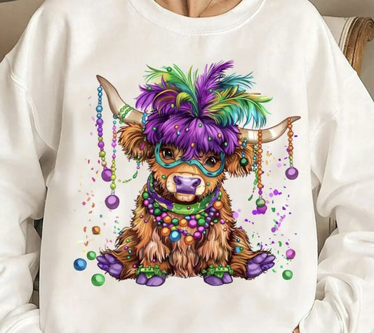 Highland cow mardi gras mask - Branded By Barta