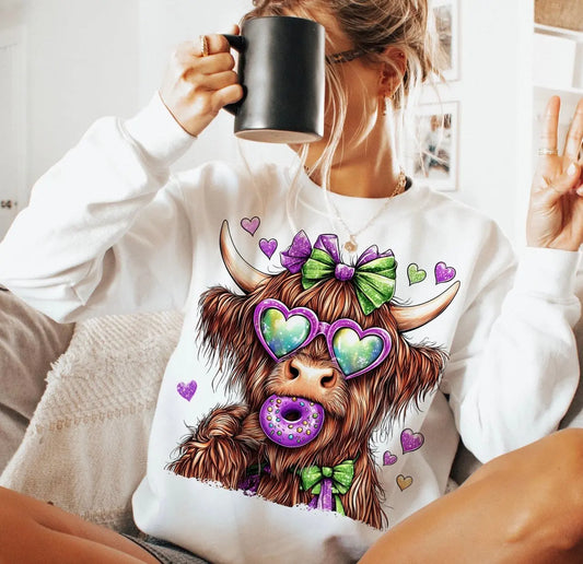 Mardi Gras cow with donut - Branded By Barta