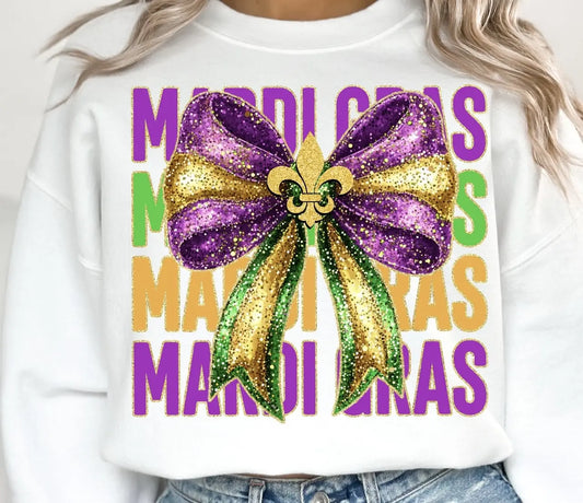 Mardi Gras stacked glitter with bow - Branded By Barta