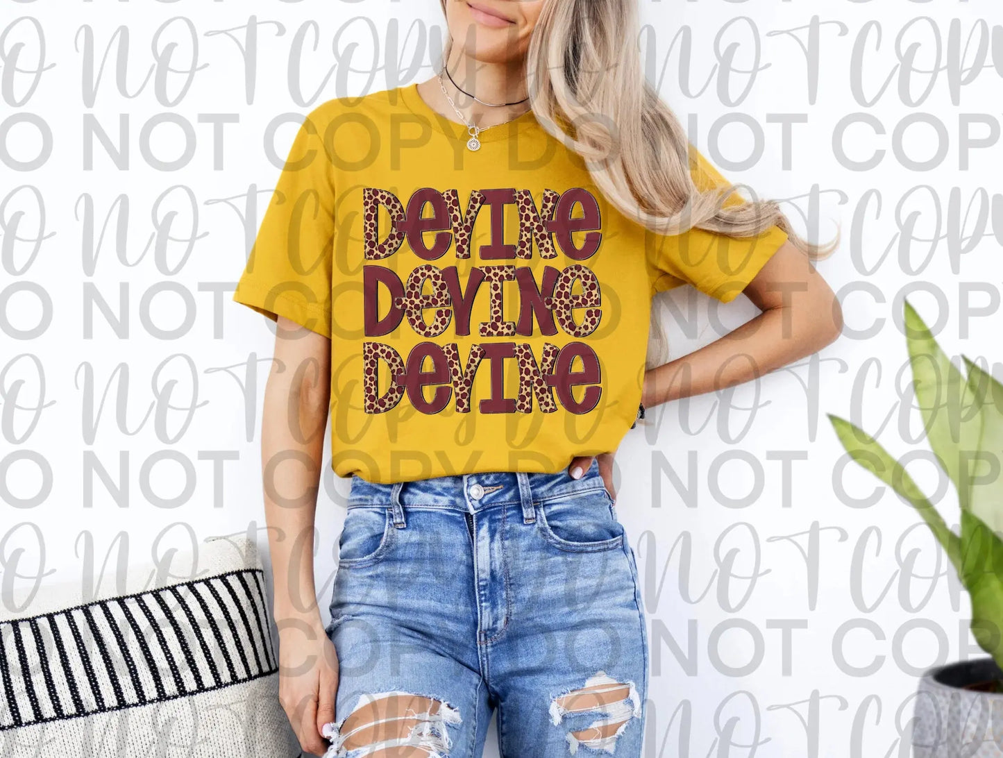 Devine Stacked Maroon & Leopard Tee - Branded By Barta