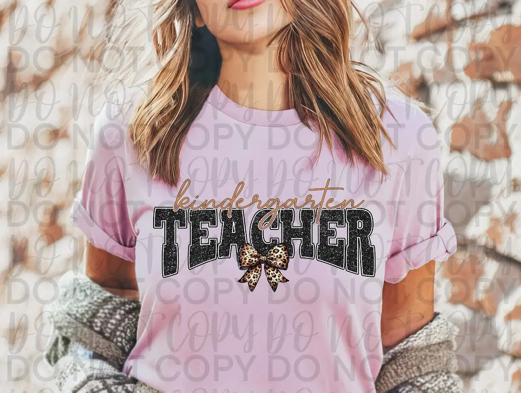 Kindergarten Teacher Leopard Bow - Branded By Barta