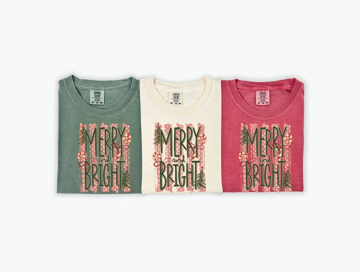 Merry & Bright Christmas Comfort Colors Graphic brandedbybarta