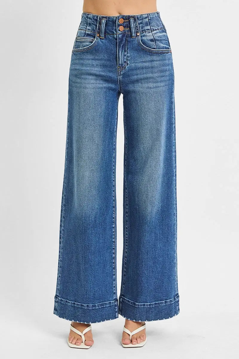 Risen Jean HIGH RISE ANKLE WIDE SEAM DETAILED JEANS Dark BBB Powered By ODS