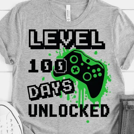 Level 100 Days Unlocked Green Controller Tee