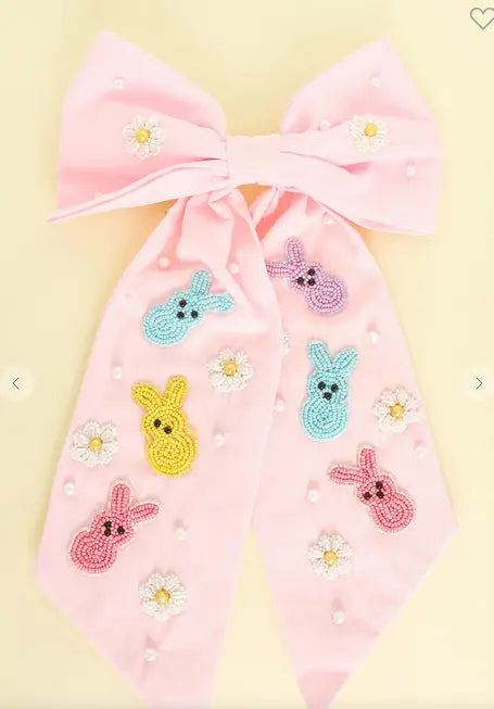 EASTER BUNNY THEME BOW BARRETTE HAIR CLIP - Branded By Barta