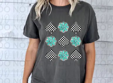 Checkered Spade Turquoise CC Pepper- Graphic Tee - Branded By Barta