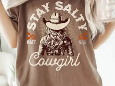 Stay Salty Cowgirl CC Espresso - Graphic Tee