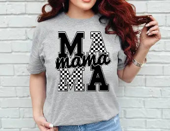 Mama Checkered Graphic Tee - Branded By Barta