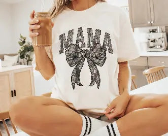 Camo Mama Bow Graphic Tee - Branded By Barta