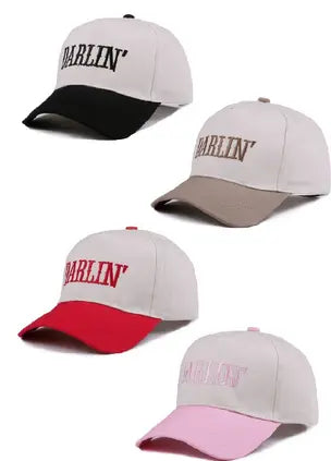 Darlin' embroidered two-tone canvas cotton cap 42POPS